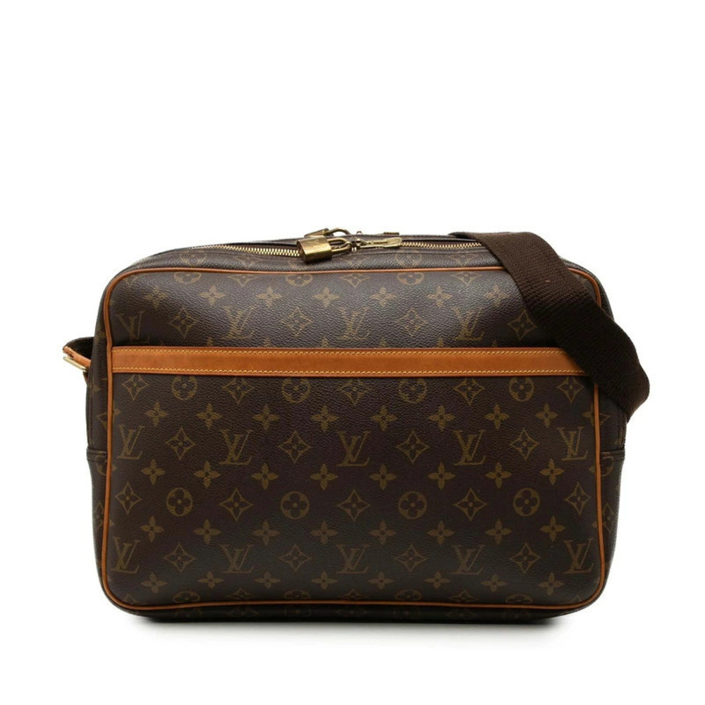 Louis Vuitton Monogram Reporter Crossbody Bag Brown Leather
